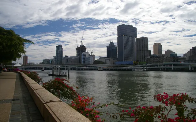 The Brisbane River and the city skyline from South Bank