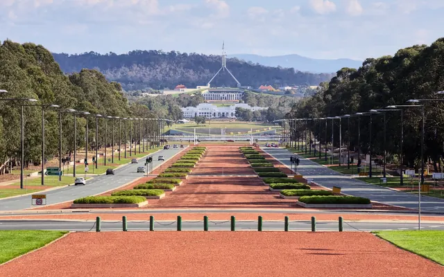 Anzac Parade running from the Australian War Memorial towards Parliament House, Canberra