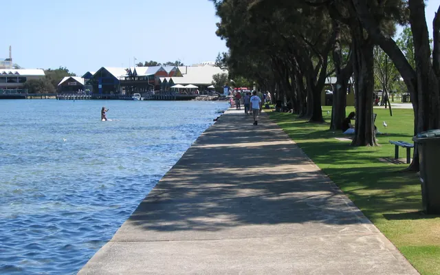 The foreshore path beside the water in central Mandurah