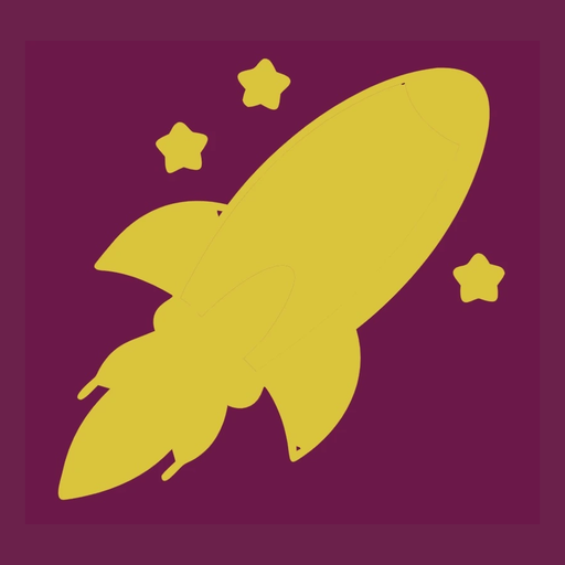 Cavmir rocket icon on a burgundy square