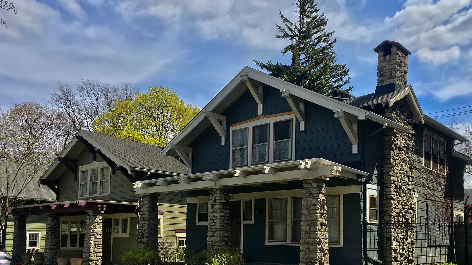 Craftsman bungalows along West Ferry Street in Buffalo, New York