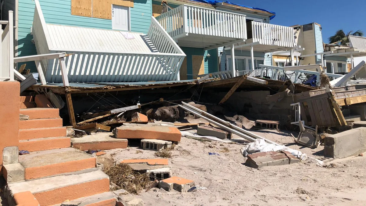 Beach houses damaged after Hurricane Michael