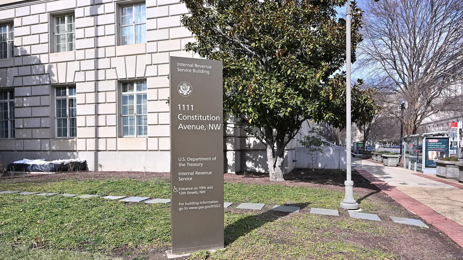 The IRS building sign in Washington DC