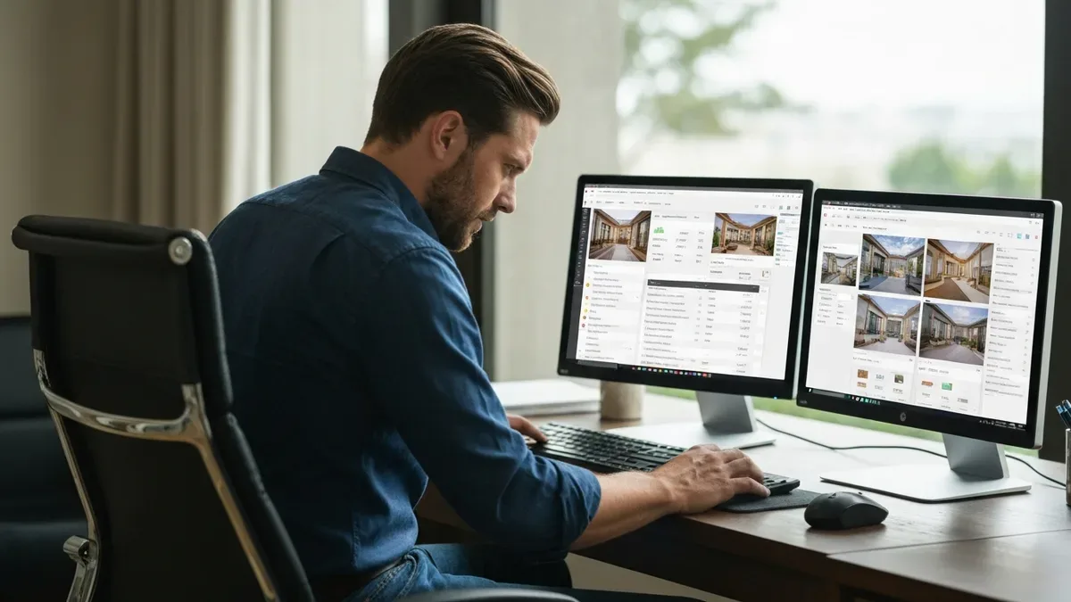 Property management system dashboard showing multi-property STR overview