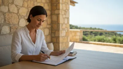 International property buyer reviewing legal documents for foreign Airbnb investment