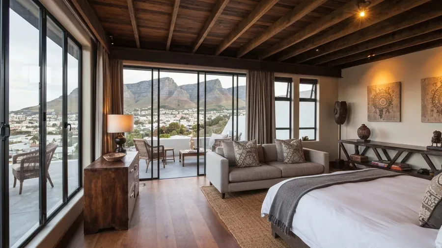 Cape Town luxury villa interior with mountain and ocean views