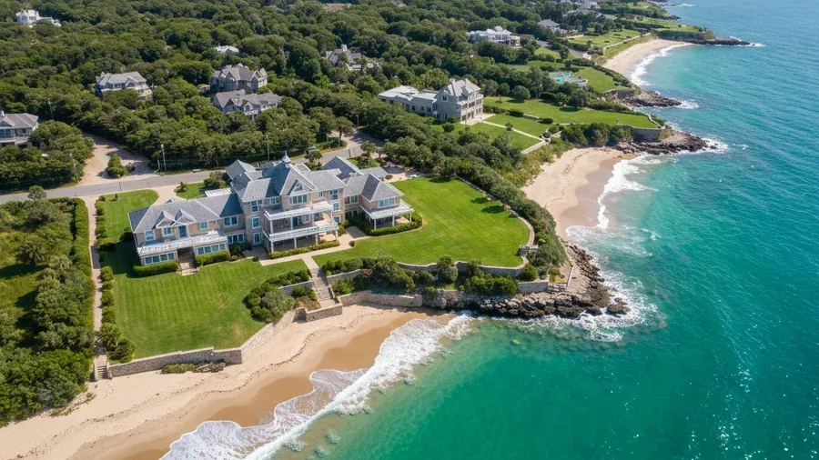 DJI drone hovering near luxury vacation rental property for aerial shots