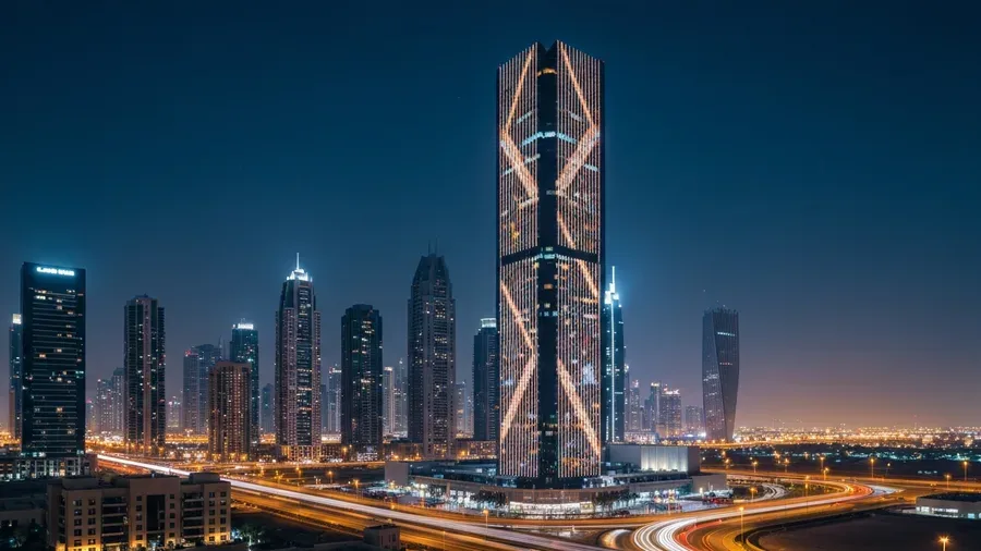 Dubai luxury apartment interior with city skyline views