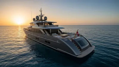 Futuristic short-term rental property with smart home technology integration