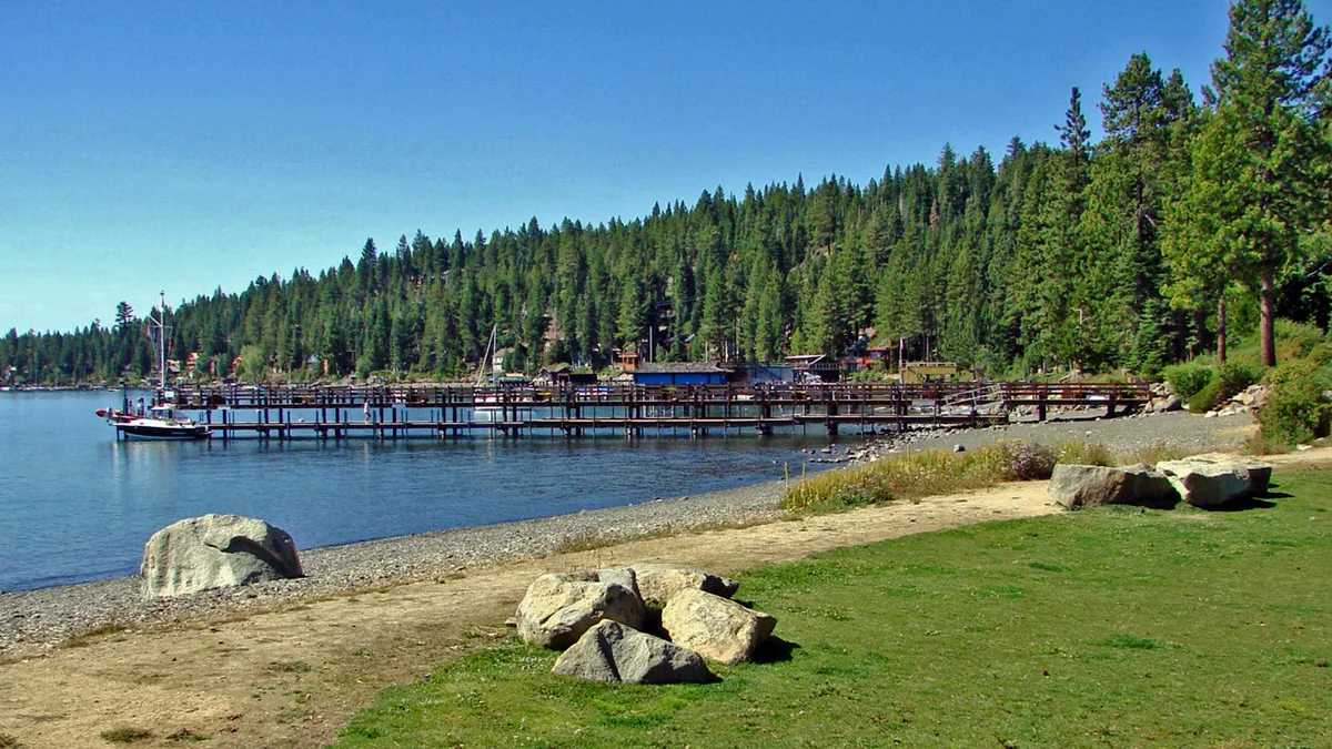 A calm American lake shoreline — the setting that drives US lakefront rental demand