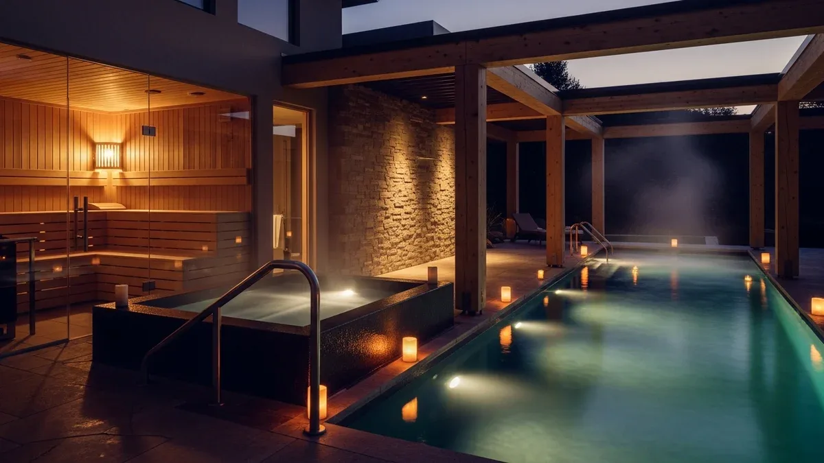 Luxury wellness suite with a spa and heated pool, the kind of amenity that anchors a Luxe listing