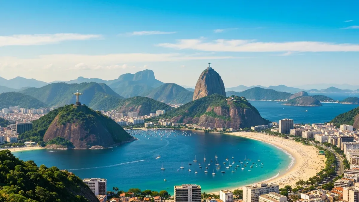 Rio de Janeiro Ipanema beach with luxury apartments in background