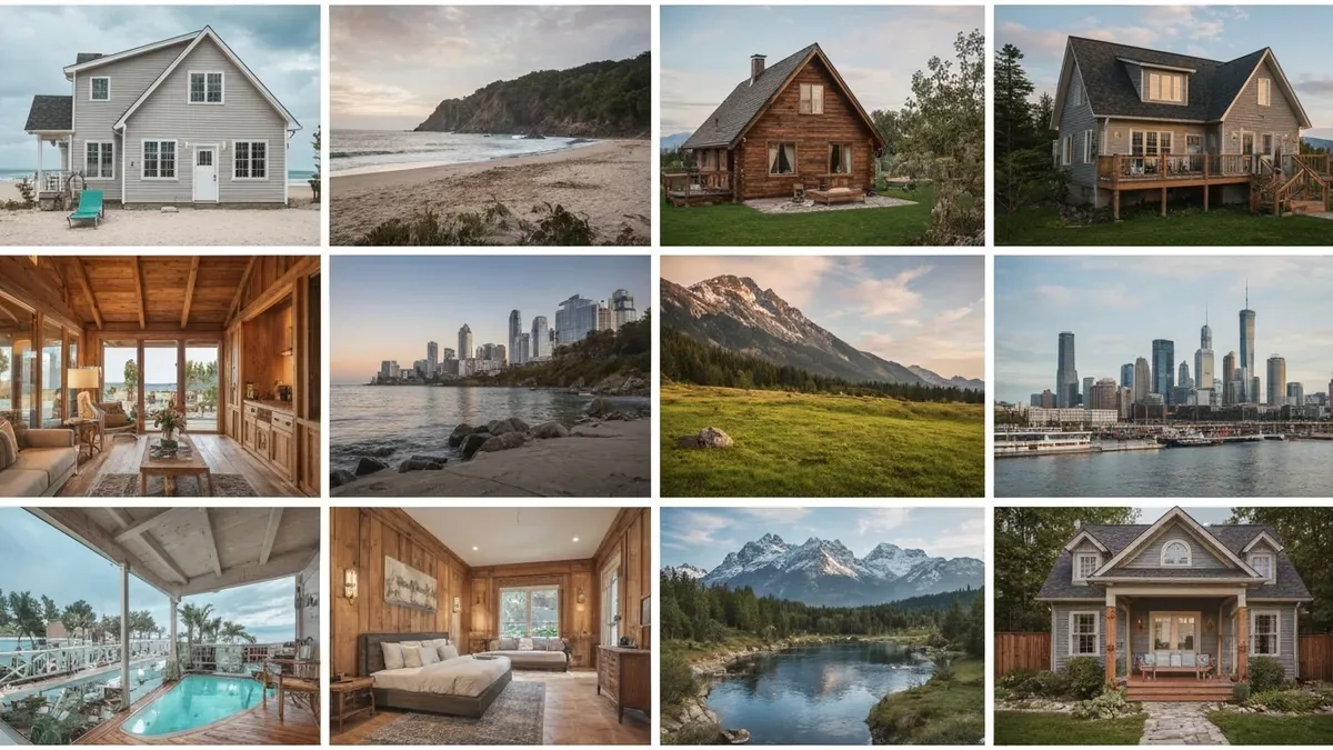 Property portfolio dashboard showing multiple Airbnb properties under management