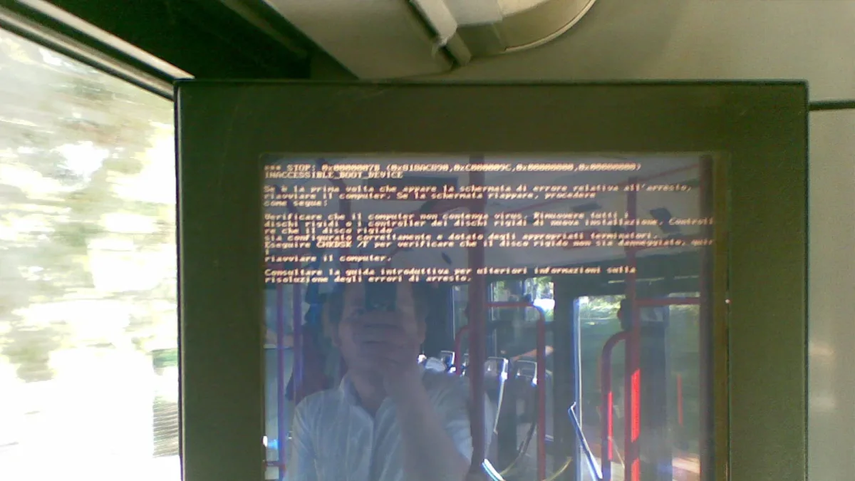 An error message displayed on a public information screen