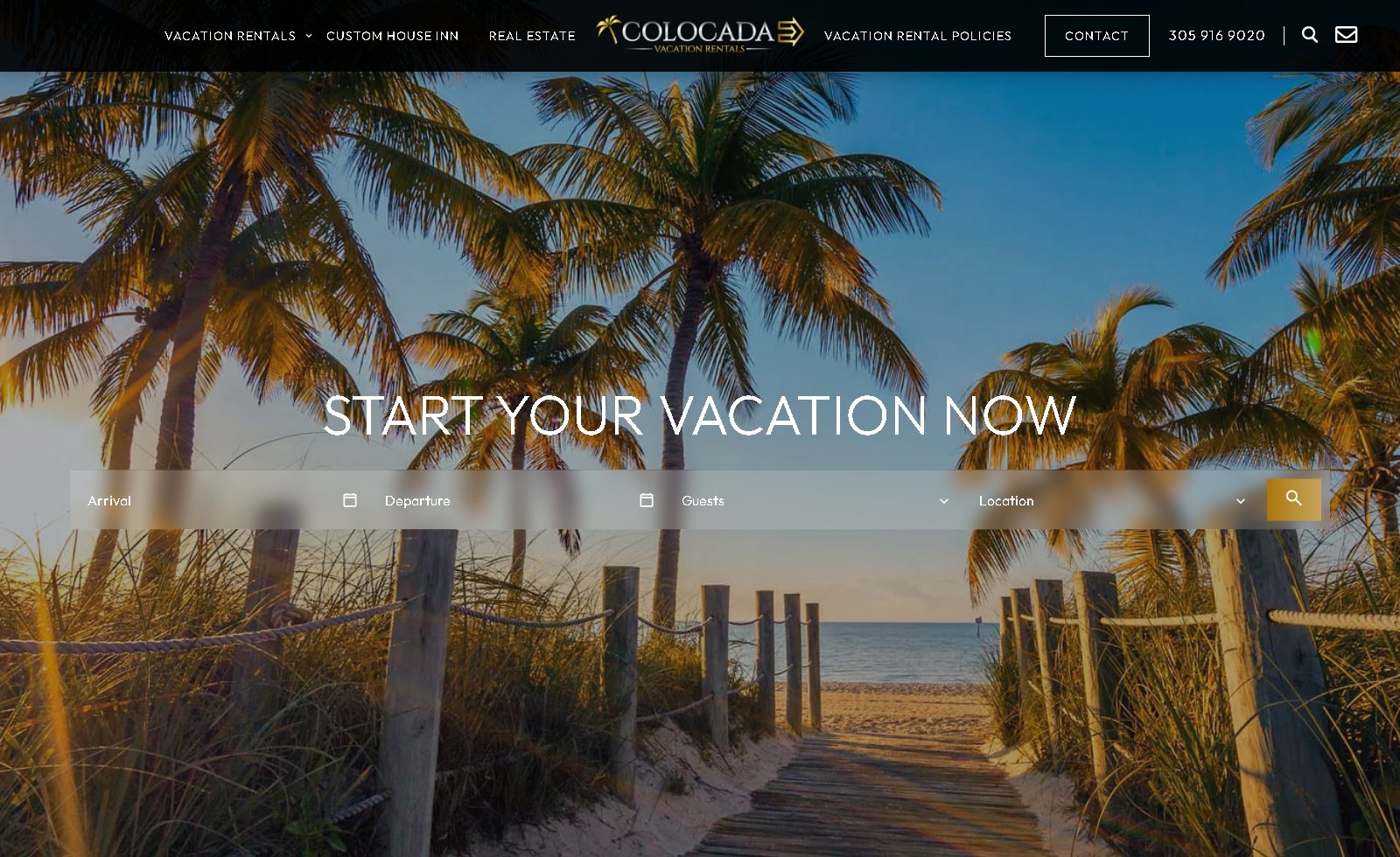 Colocada website — Key West vacation rentals direct-booking homepage