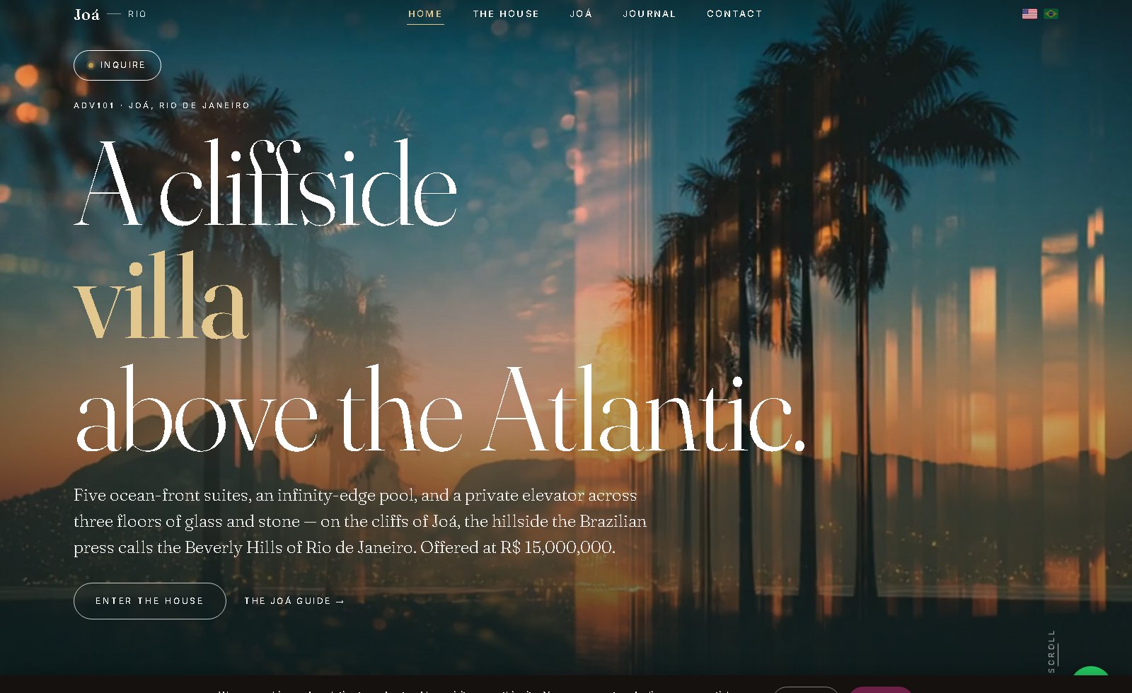 Joa villa website — a cliffside villa above the Atlantic, Rio de Janeiro
