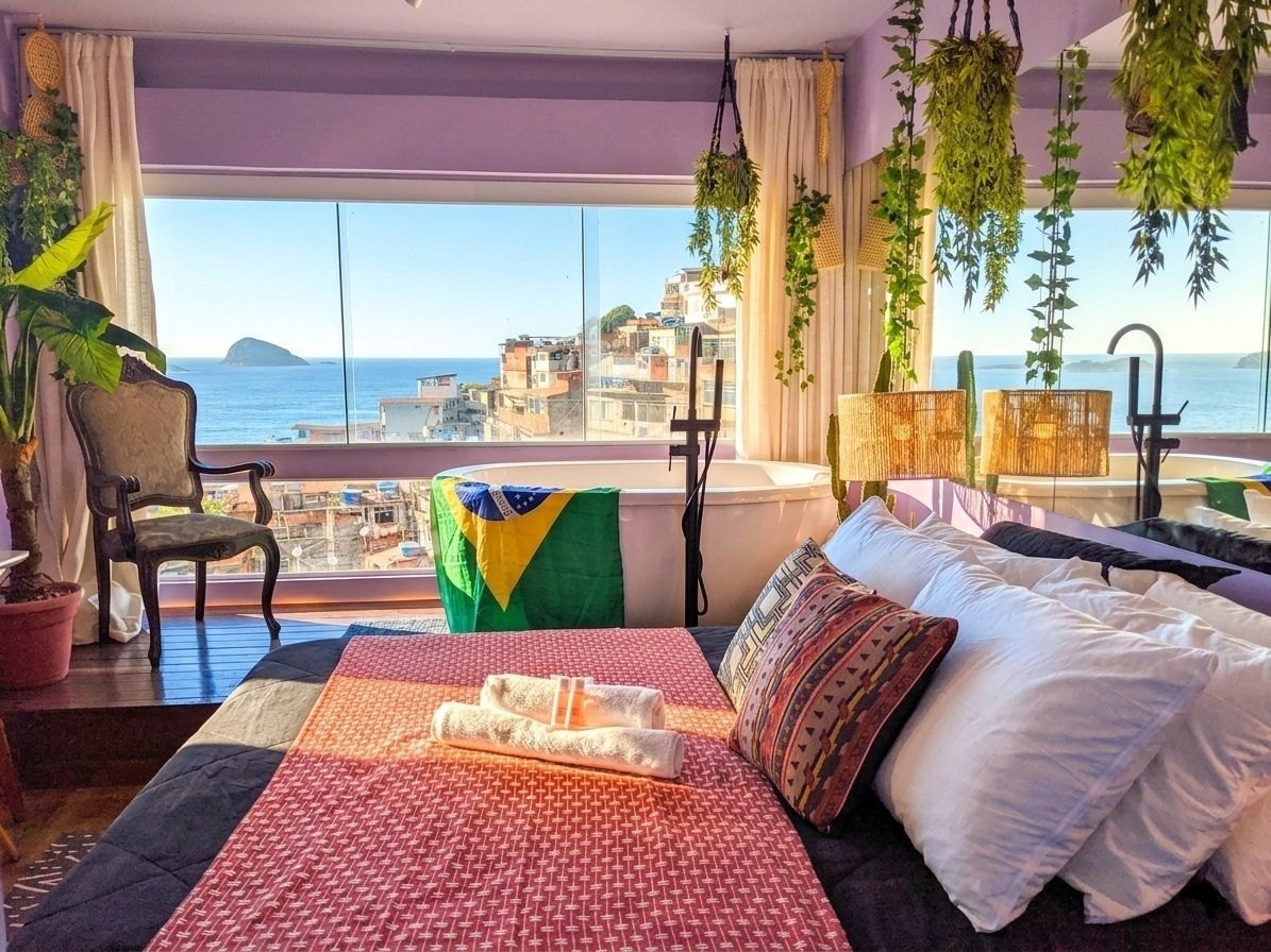 Lux Vidigal — a two-story hillside apartment in Vidigal with 360-degree ocean and mountain views