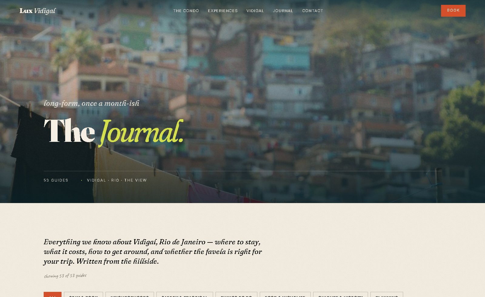 Lux Vidigal journal and guide hub — everything about staying in Vidigal, in seven languages