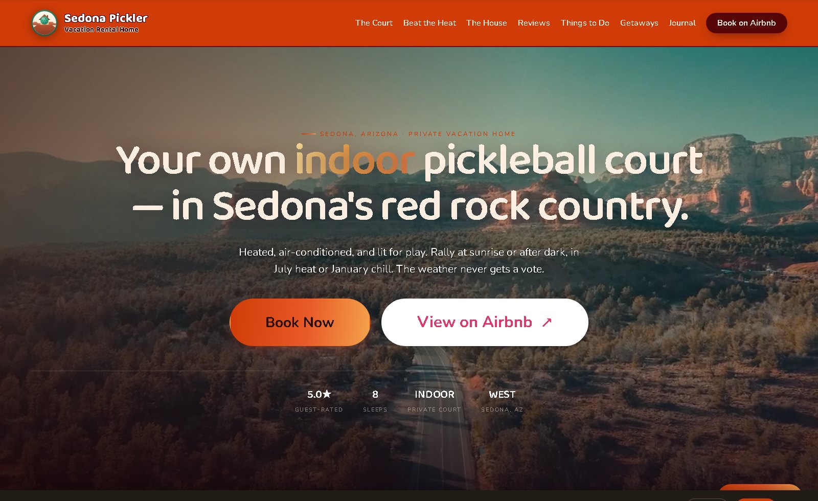 Sedona Pickler homepage — your own indoor pickleball court in Sedona red rock country