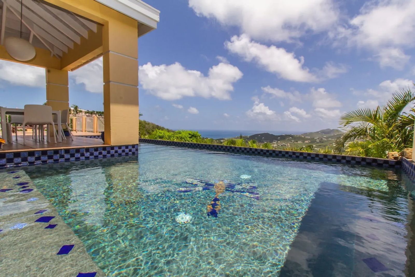 Dragonfly Villa — the pool, looking out to sea