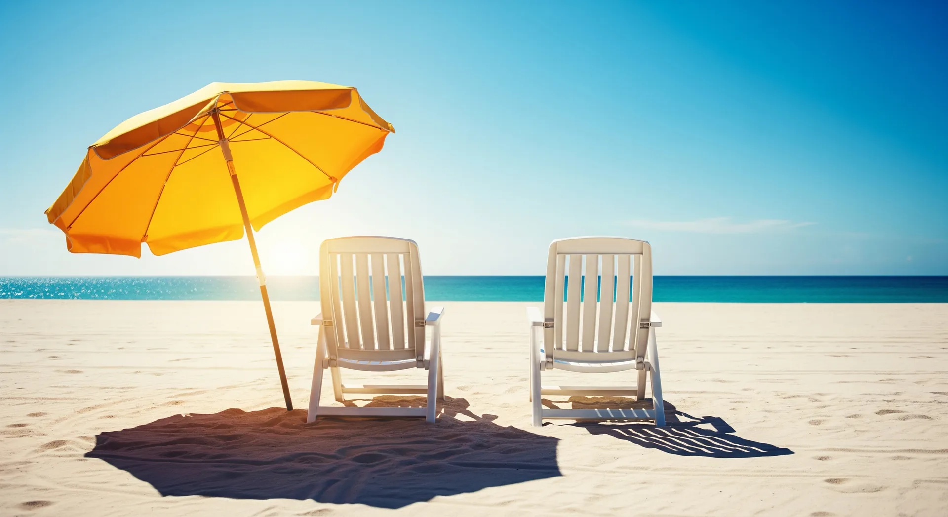 Two golden beach chairs at the water's edge — one path where you learn the marketing, one where a team runs it for you