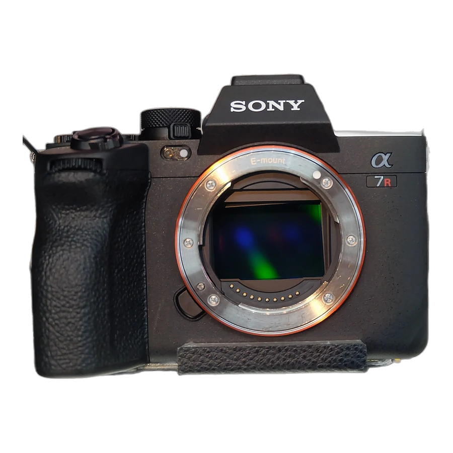 Sony α7R V — the camera reviewed in this guide, photographed against a plain background