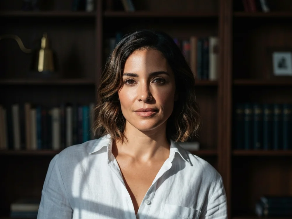 A confident host portrait — strong window light, calm authority