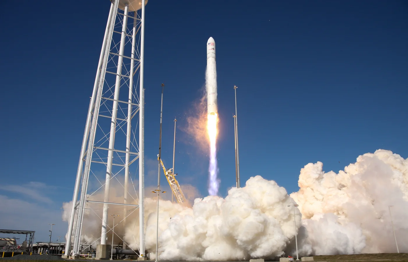 An Antares rocket lifting off from NASA's Wallops Flight Facility near Chincoteague