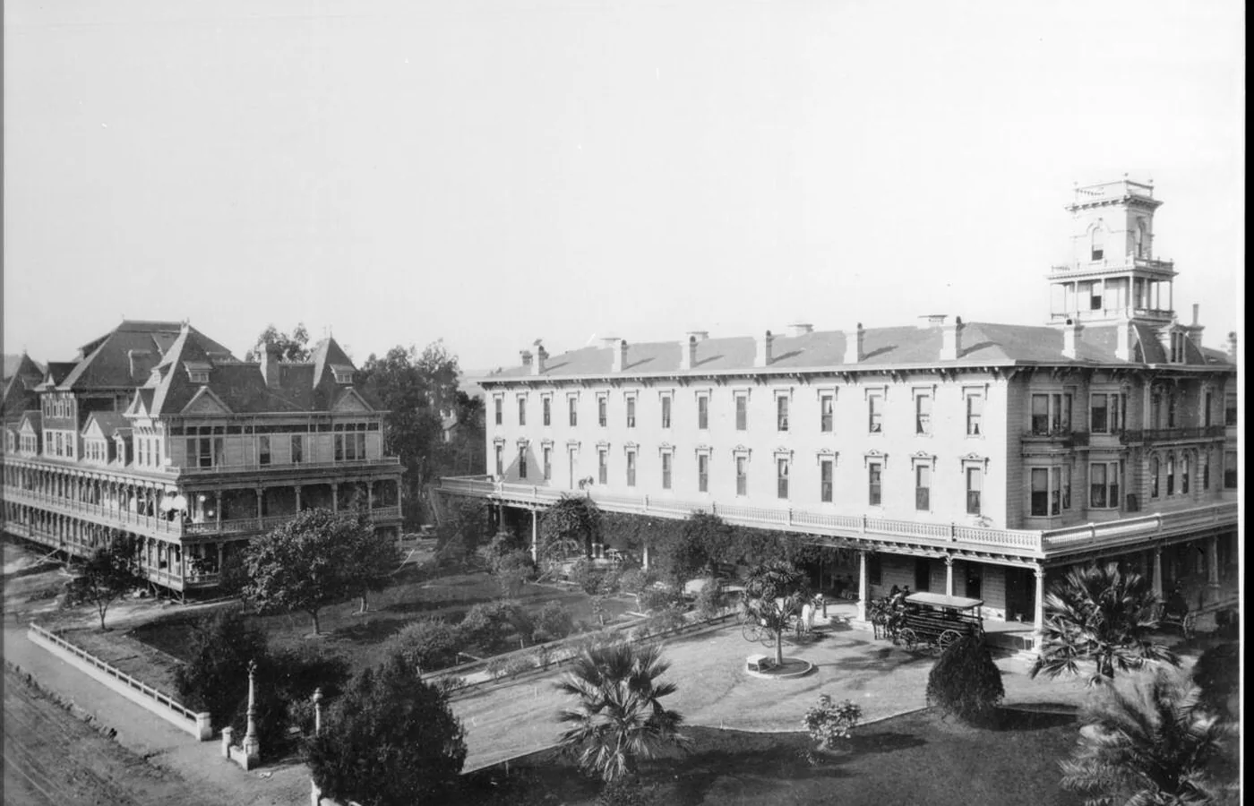 The Arlington Hotel in Santa Barbara, the city's first grand resort, which opened in 1876 to draw wealthy winter tourists