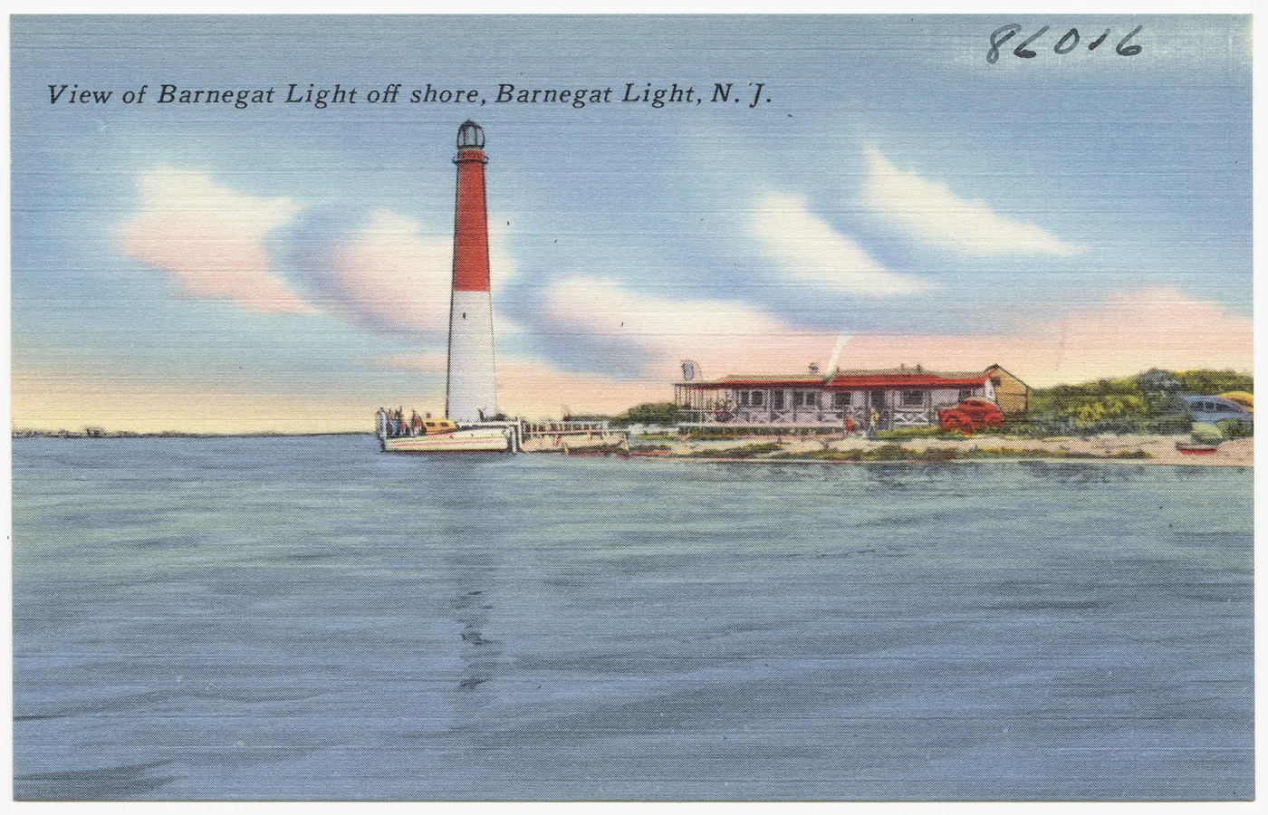 Vintage postcard of Barnegat Lighthouse at the northern tip of Long Beach Island, New Jersey