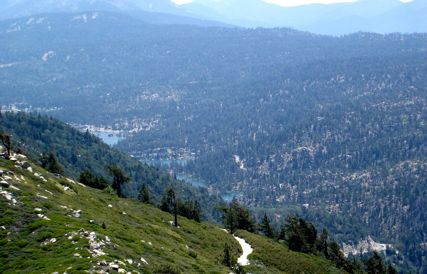 The forested high country of Big Bear Valley in the San Bernardino Mountains