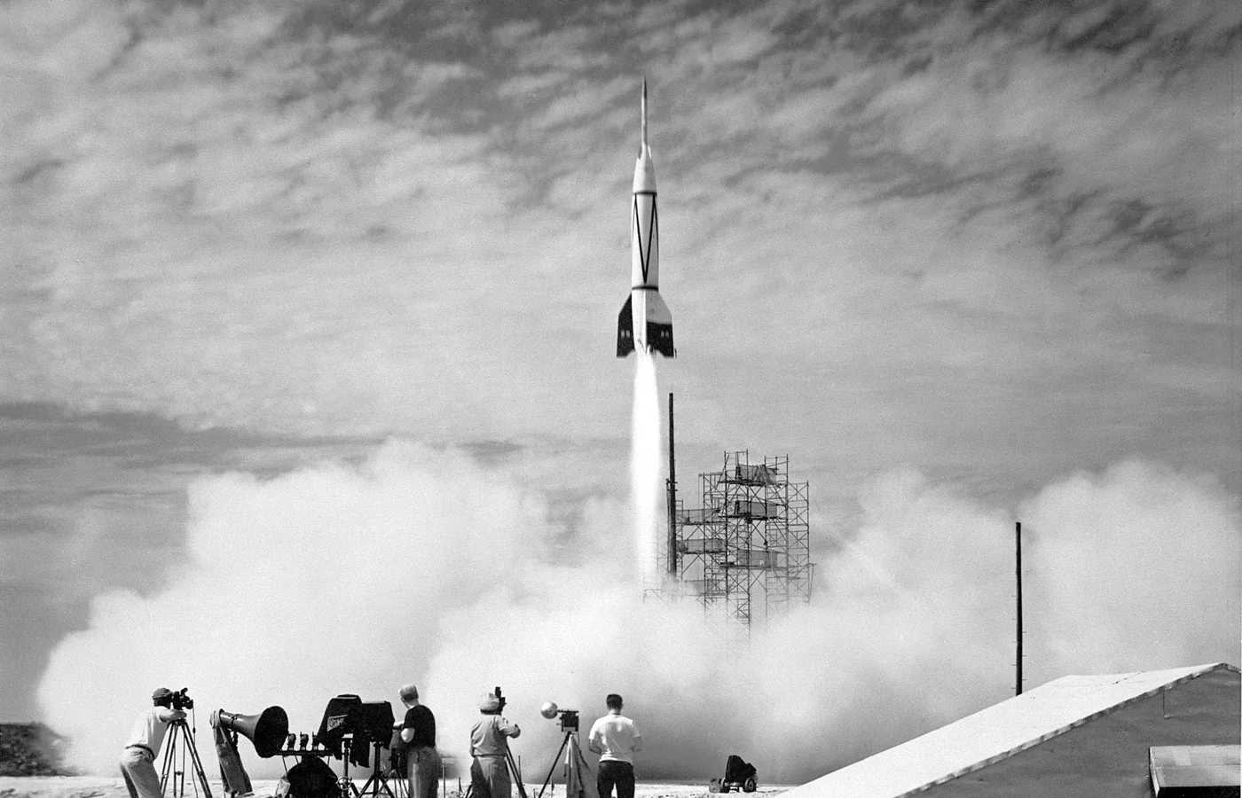 The first rocket launch from Cape Canaveral, the Bumper 8 launch of July 1950, near Cocoa Beach, Florida