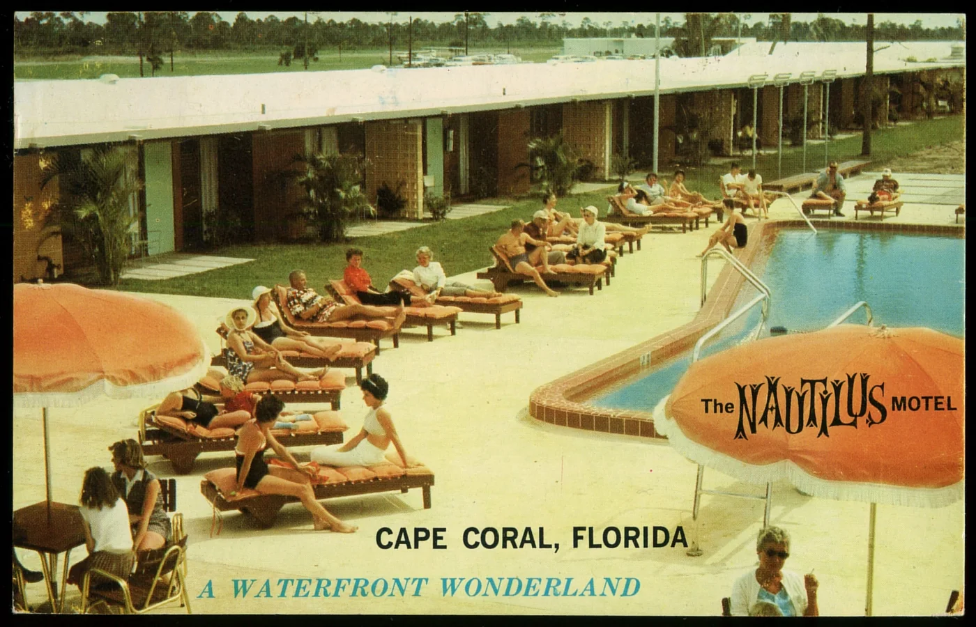 A vintage advertising postcard marketing Cape Coral, Florida, as a 'Waterfront Wonderland'