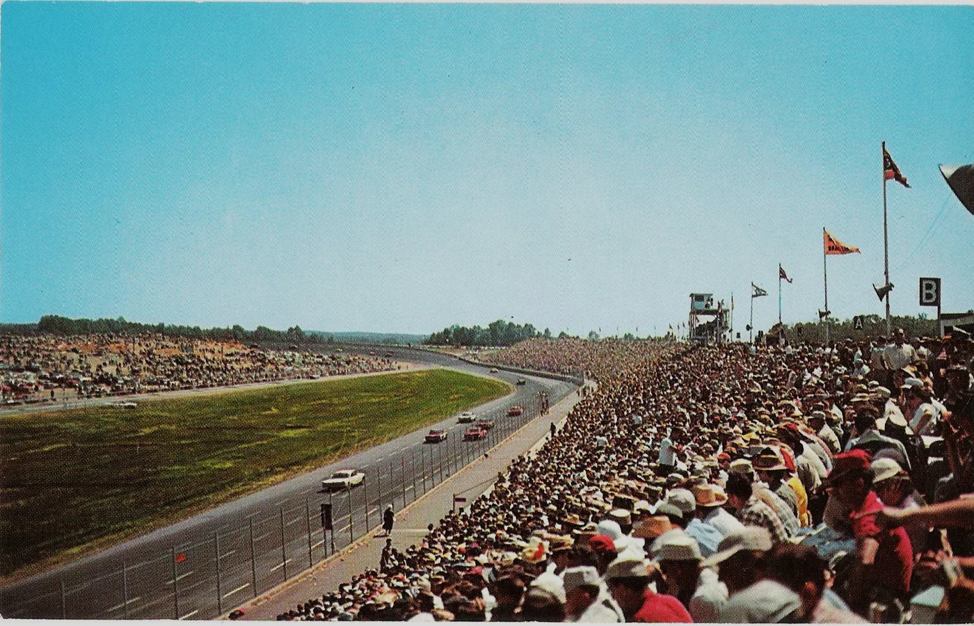 Vintage postcard of Charlotte Motor Speedway in Concord, North Carolina, opened 1960