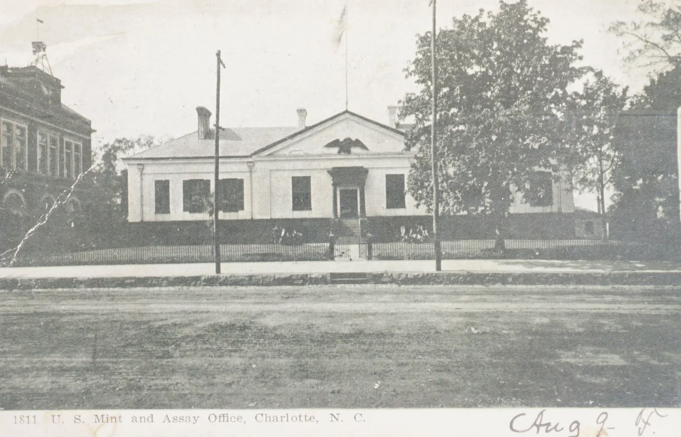 The United States branch mint building on West Trade Street in Charlotte, North Carolina, opened 1837
