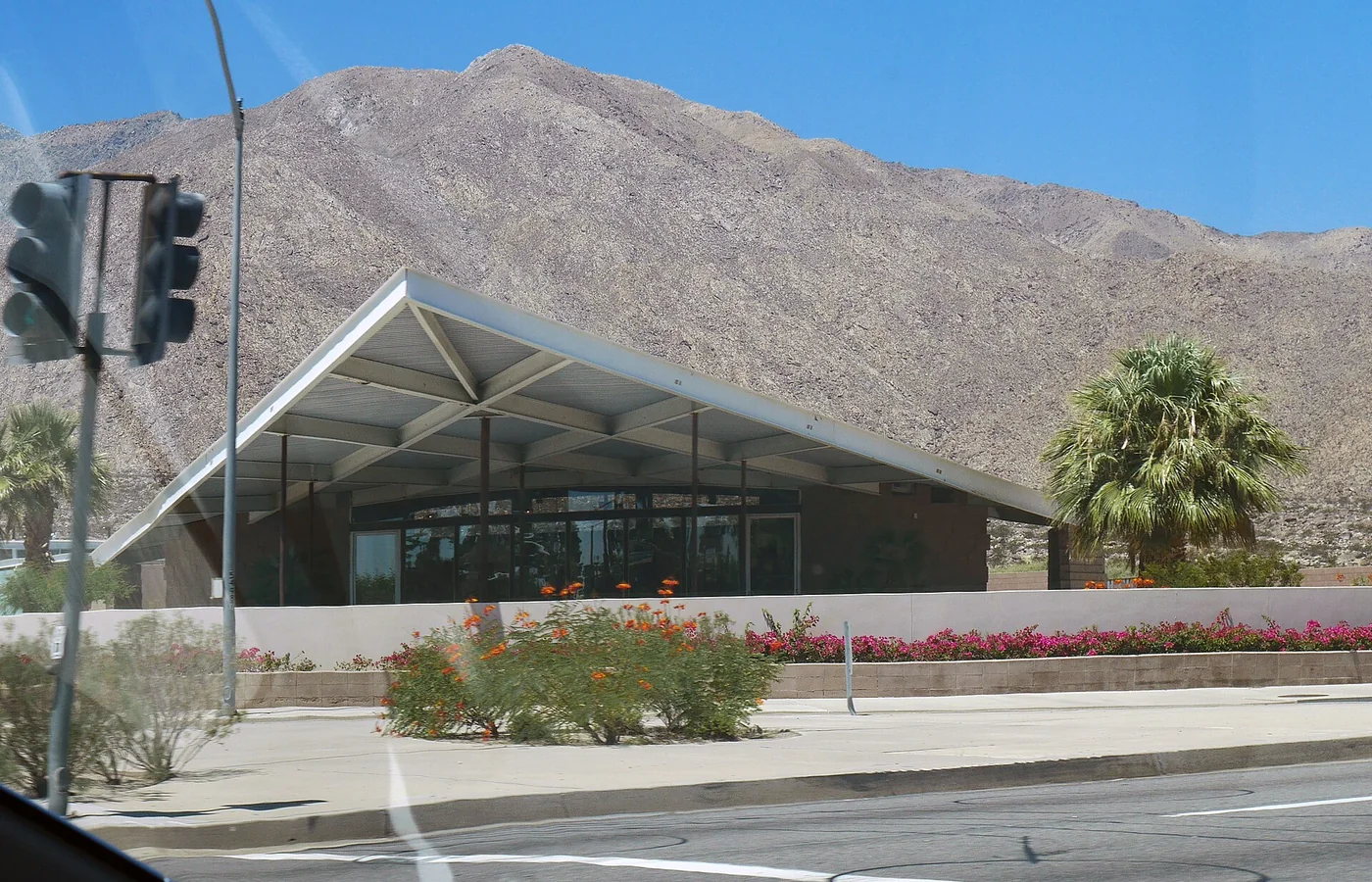 The Albert Frey-designed Tramway Gas Station in Palm Springs, an icon of desert modern architecture