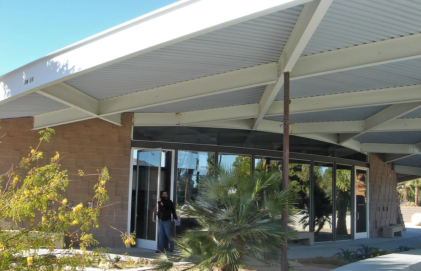 The Albert Frey-designed Tramway Gas Station in Palm Springs, an icon of desert modern architecture