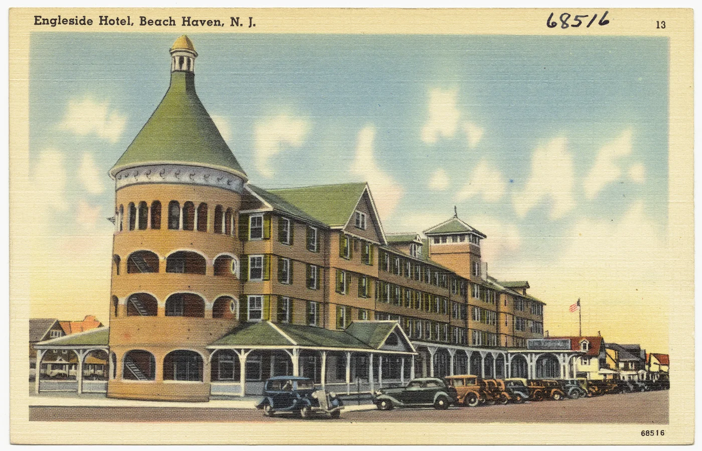 Postcard of the Engleside Hotel in Beach Haven, New Jersey, the resort hotel Robert Engle opened in 1876
