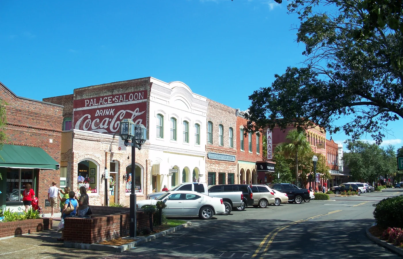 Victorian-era storefronts along Centre Street in Fernandina Beach, Florida