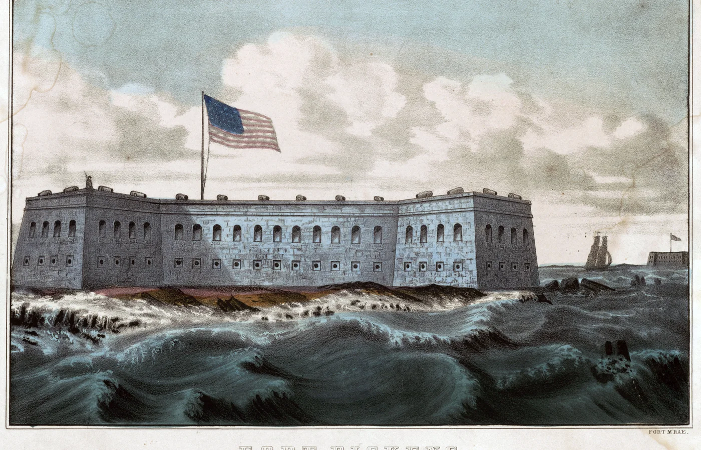 A Currier & Ives print of Fort Pickens guarding Pensacola Harbor, Florida