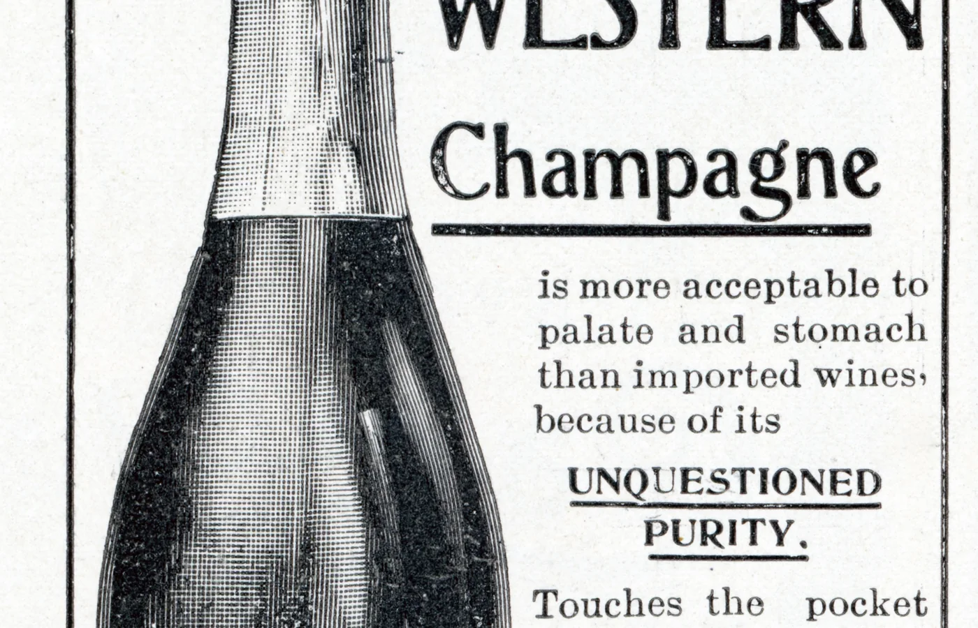 Vintage advertisement for Great Western Champagne from the Pleasant Valley Wine Company of Hammondsport, New York