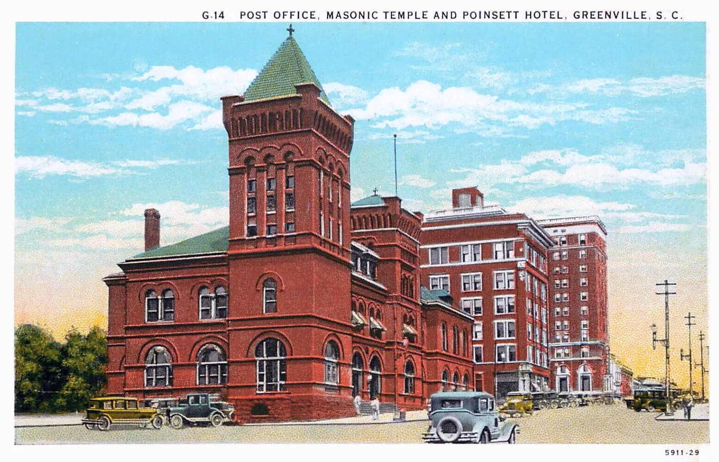 The Poinsett Hotel on Main Street in Greenville, South Carolina, opened in 1925
