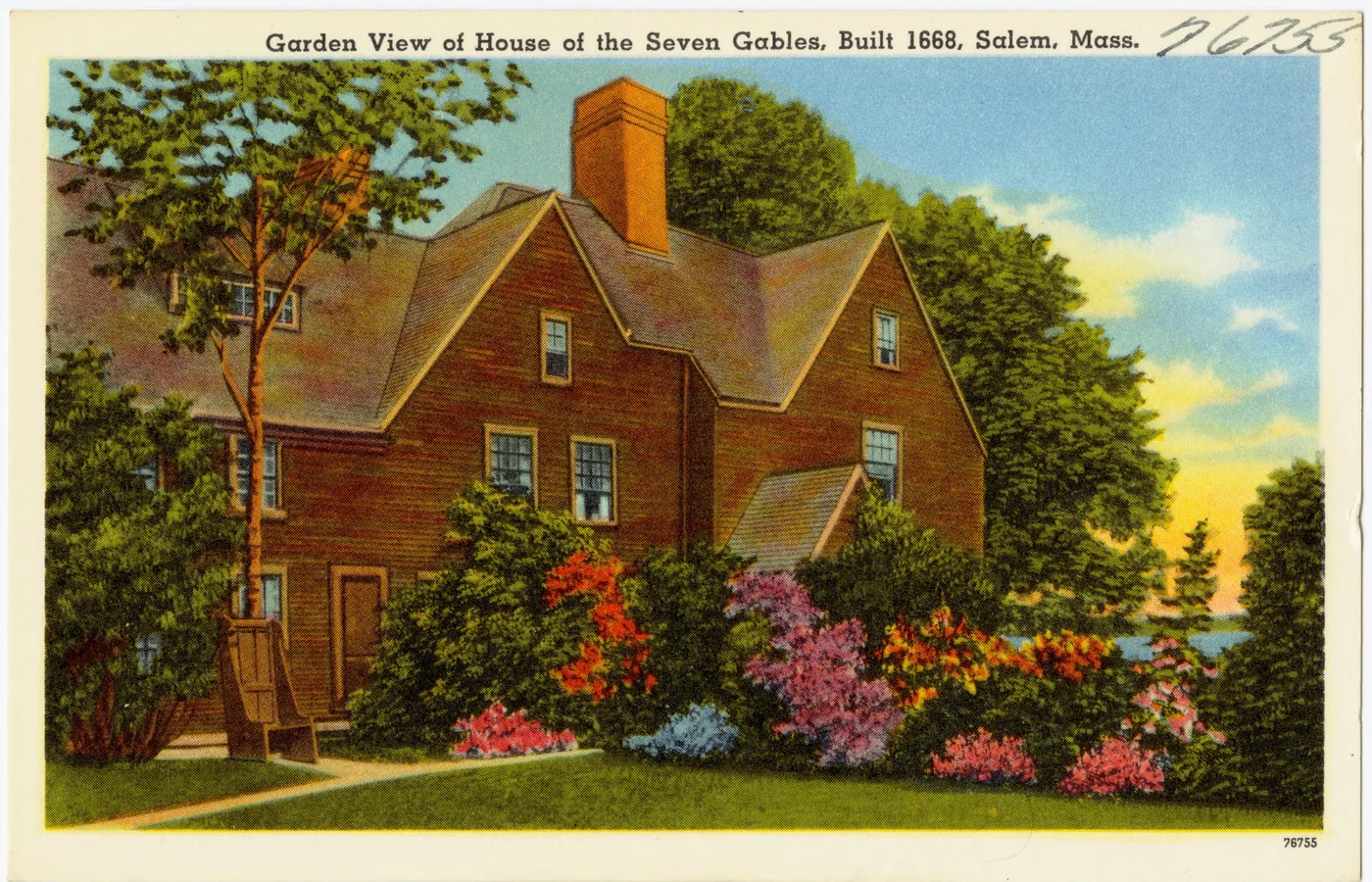 Postcard of the House of the Seven Gables in Salem, Massachusetts, built in 1668
