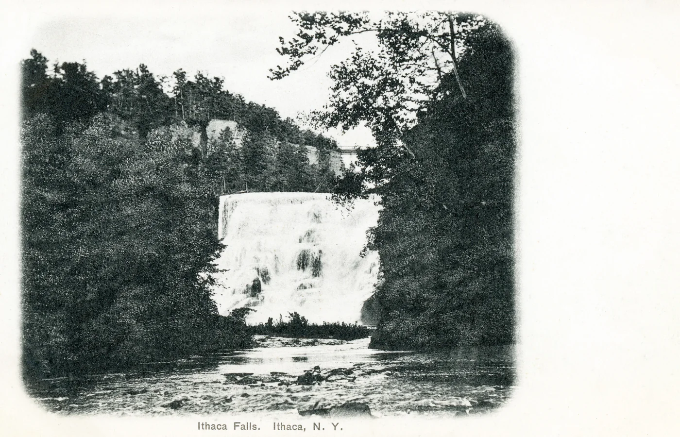 Ithaca Falls on a 1903 picture postcard published by the Rochester News Company