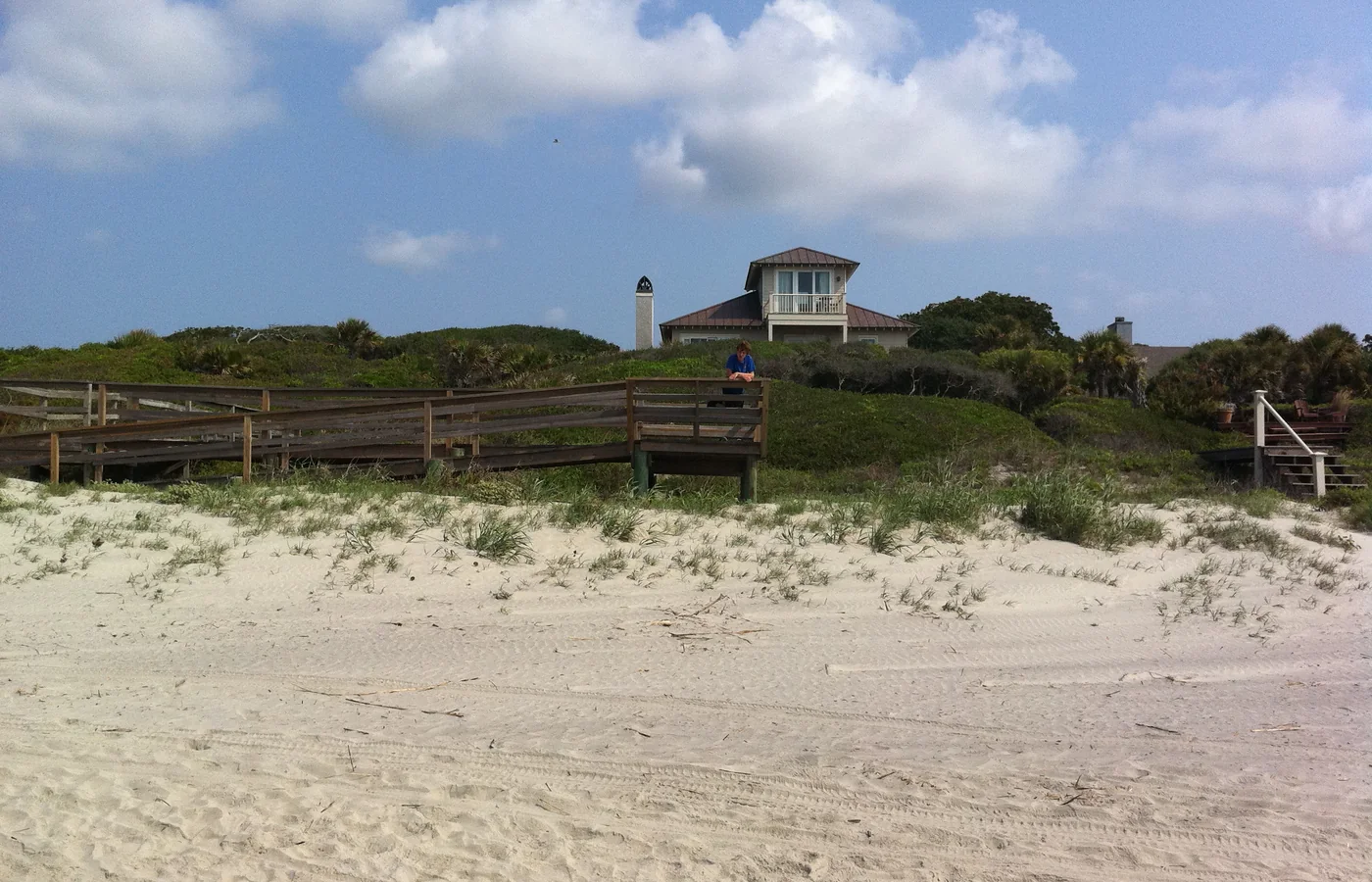 The wide Atlantic beach at Kiawah Island, South Carolina, backed by protected dunes