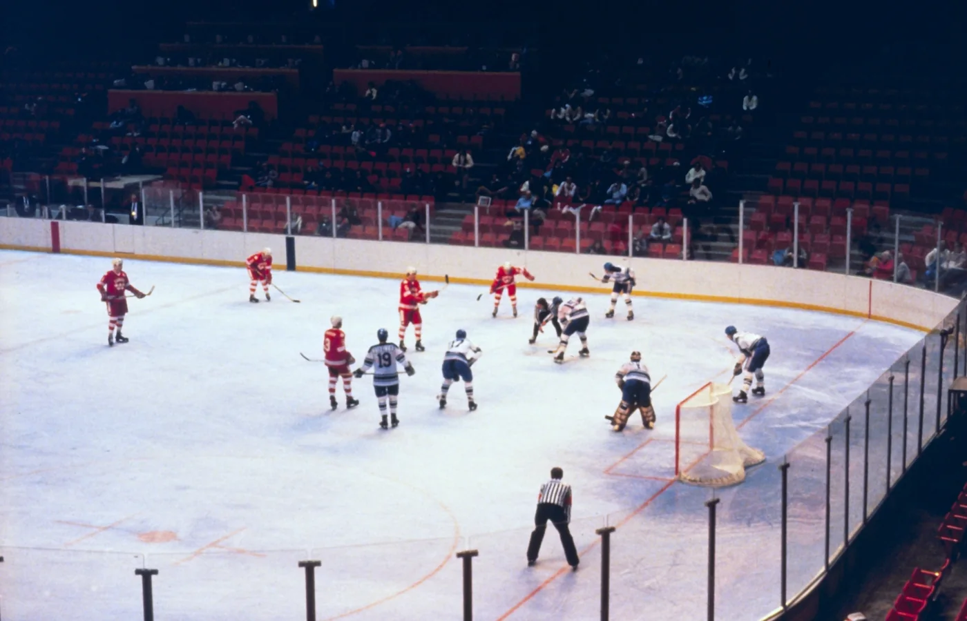 Ice hockey match during the 1980 Winter Olympics in Lake Placid, New York