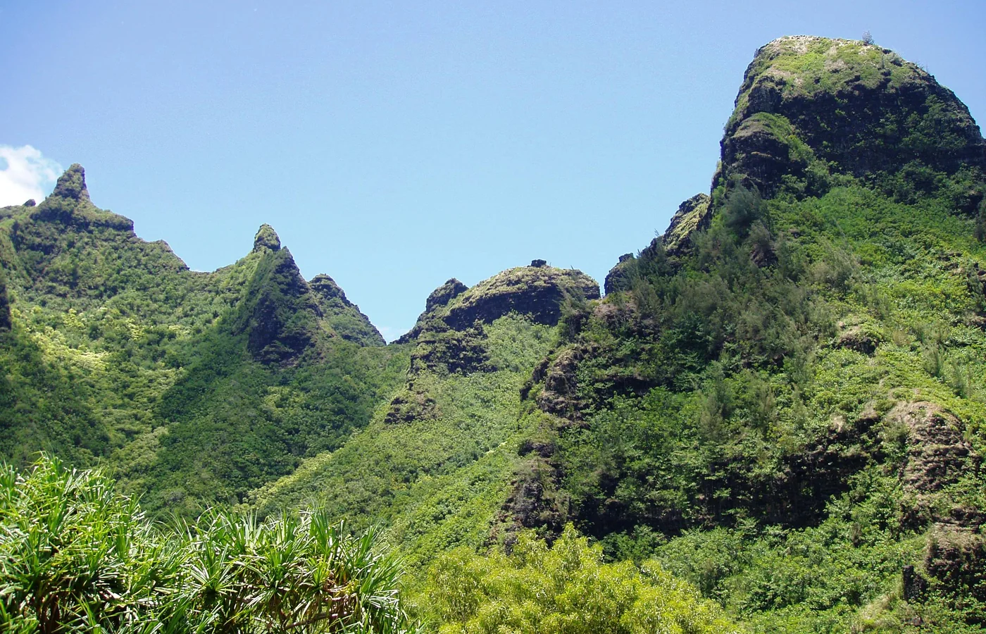 Makana ridge rising above Kauai's North Shore, the mountain that played Bali Hai in the 1958 film South Pacific