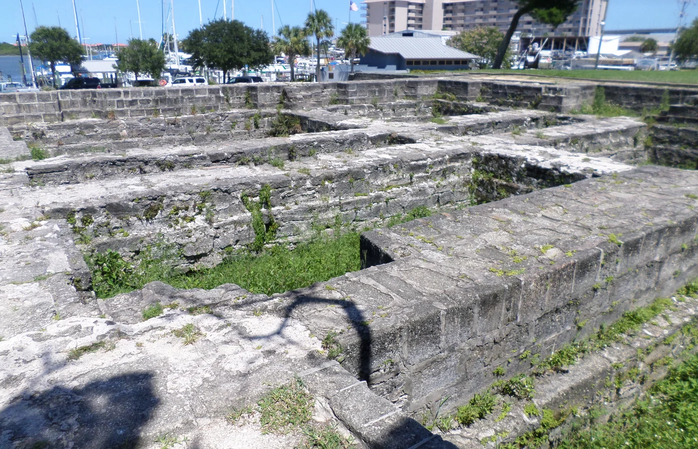The coquina-stone Old Fort ruins in downtown New Smyrna Beach, Florida