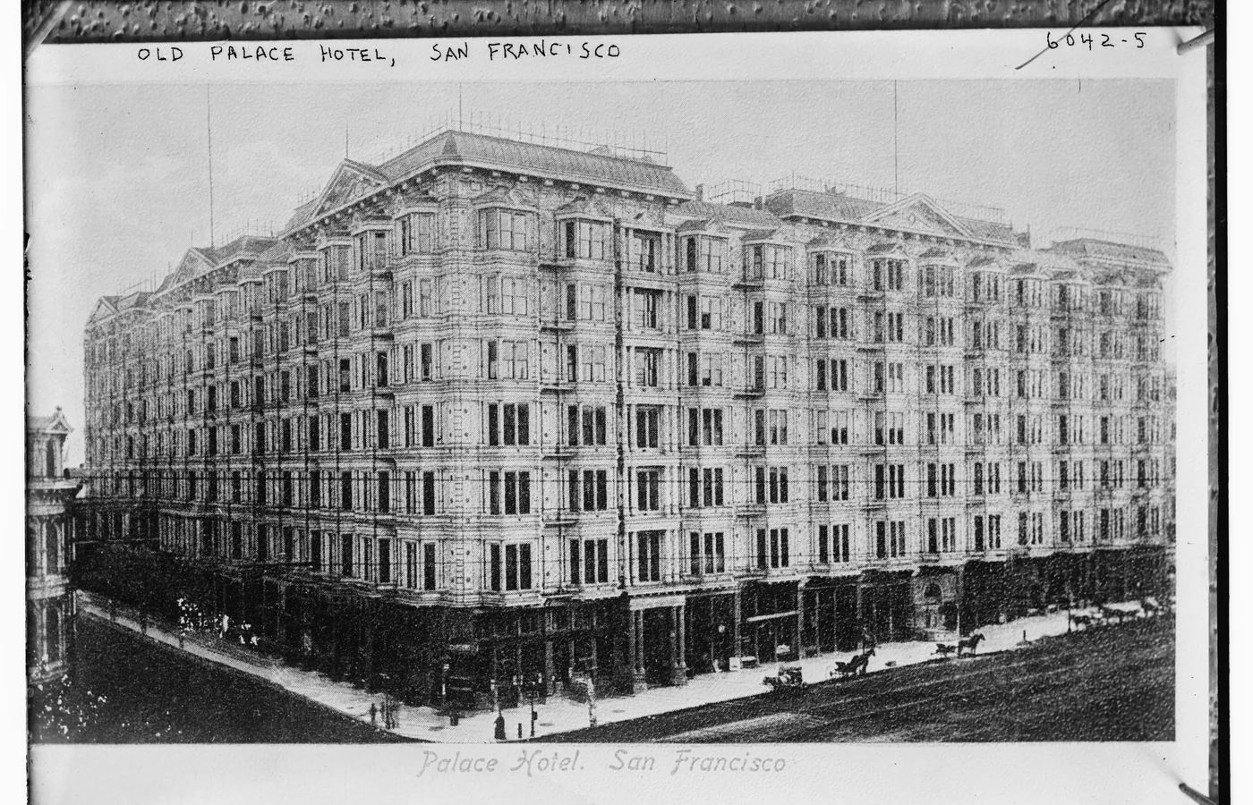 The original Palace Hotel in San Francisco, opened 1875, once the largest luxury hotel in the American West