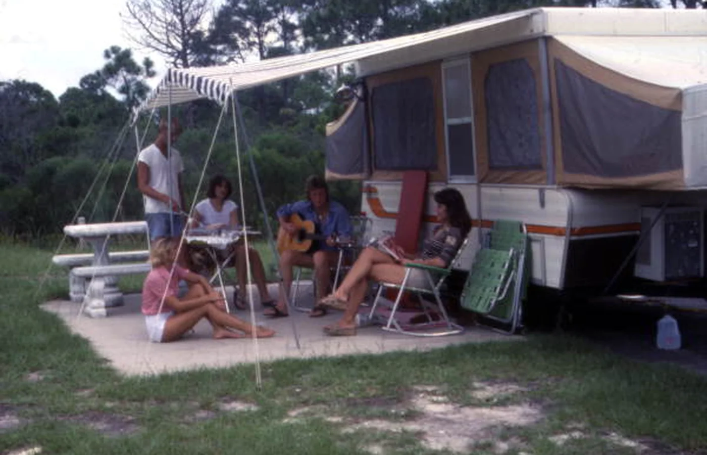 A historic photograph of visitors at St. Andrews State Park, Panama City Beach, Florida